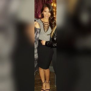 Windsor black and white striped long sleeve top